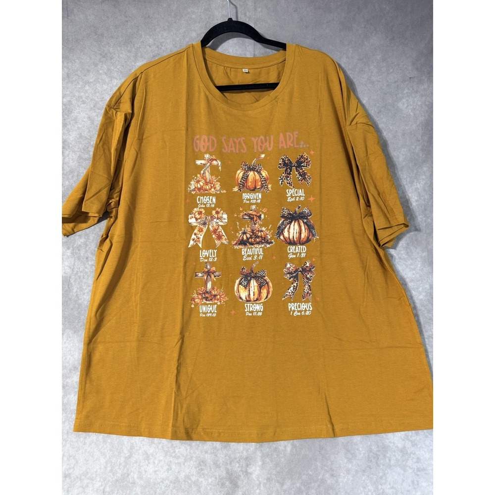 Fall T-Shirt Christian Brown Pumpkins Bible Verses Size XXL